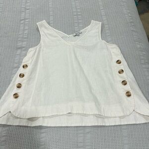 Madewell white linen tank top - small